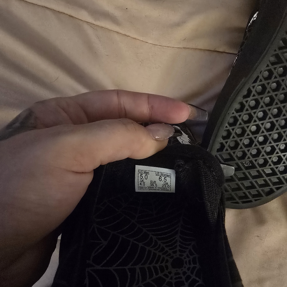 Vans Black and White Bat Print Sneakers - Picture 3 of 3
